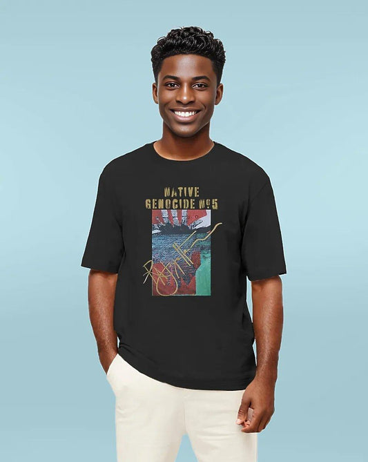 Native Genocide #5 Men's Premium Heavyweight Oversized T-shirt - Organic Cotton | Tree of Life Art - Tree of Life Art