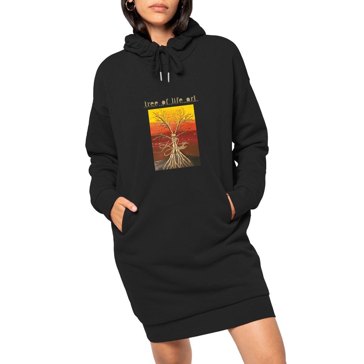 Tree of Life Premium Comfy Fit Hoodie Dress | XS-XL | 65% Organic Cotton 35% Recycled Polyester | Tree of Life Art - Tree of Life Art